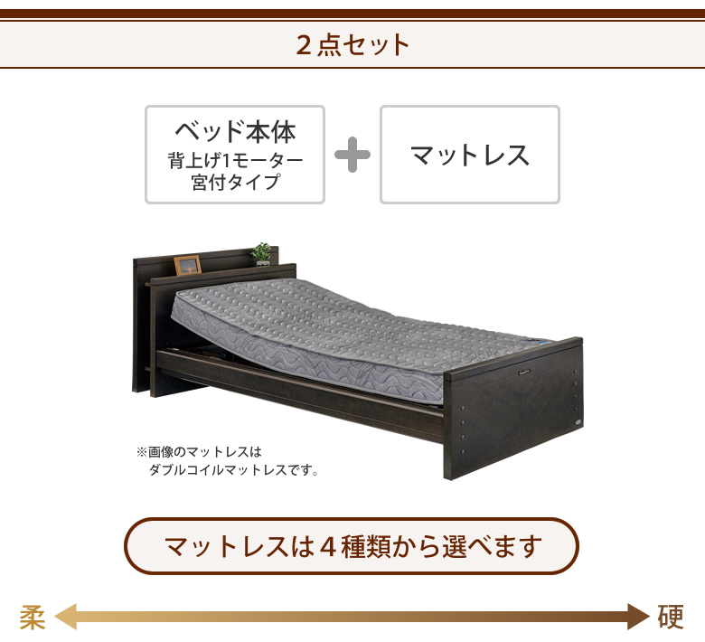 ベッドとマットレスの２点セット ベッド本体＋エルダーサポートワイドマットレス ケアレットドルーチェ