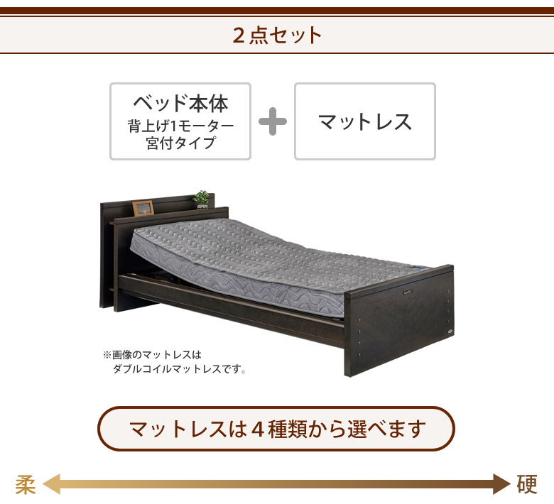 ベッドとマットレスの２点セット ベッド本体＋硬質ウレタンマットレス ケアレットドルーチェ