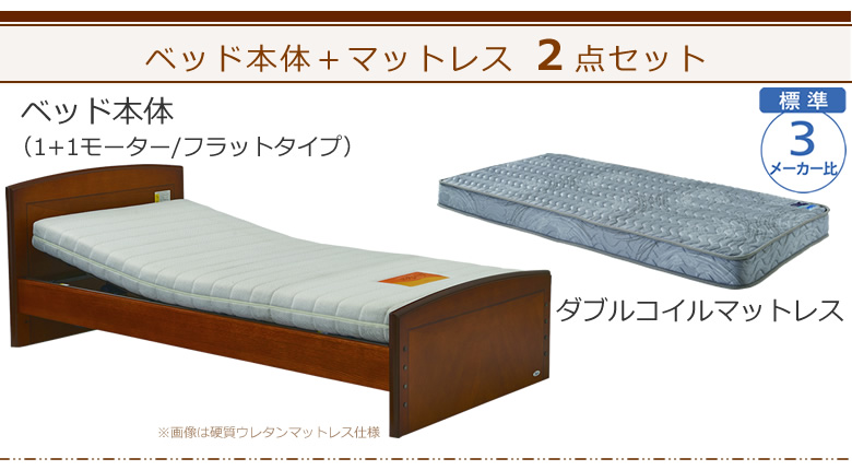 ベッドとマットレスの２点セット ベッド本体＋ダブルコイルマットレス ケアレットフォルテⅡ