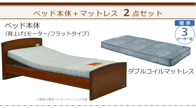 ベッドとマットレスの２点セット ベッド本体＋ダブルコイルマットレス ケアレットフォルテⅡ