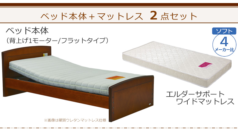ベッドとマットレスの２点セット ベッド本体＋エルダーサポートワイドマットレス ケアレットフォルテⅡ