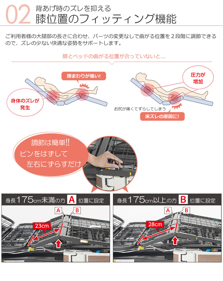 膝位置のフィッティング機能