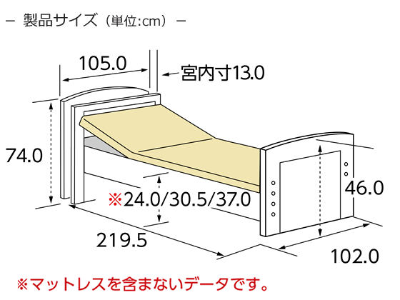 背上げ１モーターベッド・CareLetf2（）３点セット・宮付き・エルダーサポートワイドマットレス寸法図