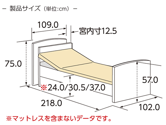 CareLetneoα2（ケアレットネオアルファ2）背上げ1モーターベッド３点セット宮付エルダーサポートワイドマットレス寸法図