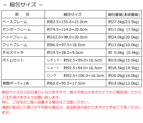 ラフィオ（rafio）背上げ1モーター ベーシックベッド 樹脂ボード マットレス付き寸法図