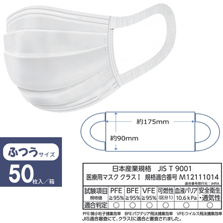 21002037マスク エリエール サージカルマスク スマートタイプ ふつうサイズ 50枚入り 日本製