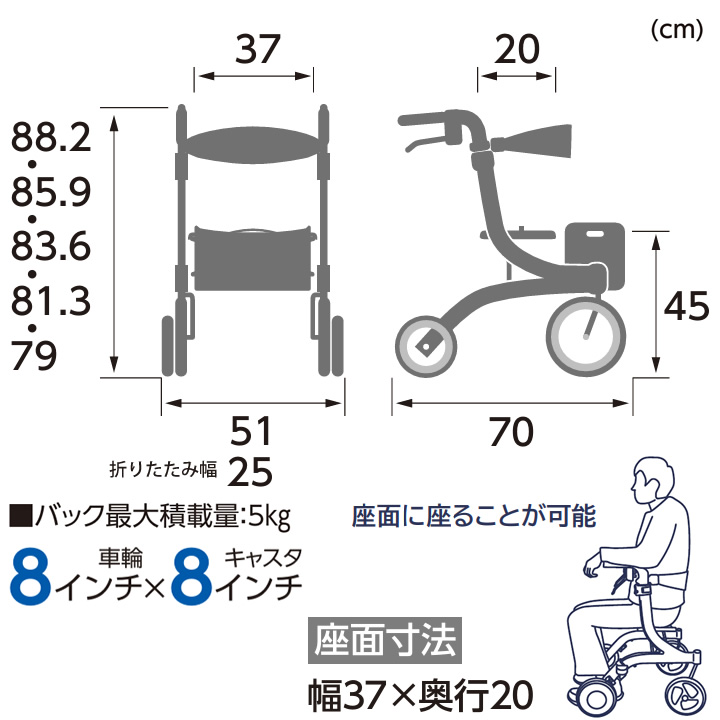 KW-LP-MLetitte Pastel 標準タイプ 屋内外両用歩行車 パステル Mサイズ