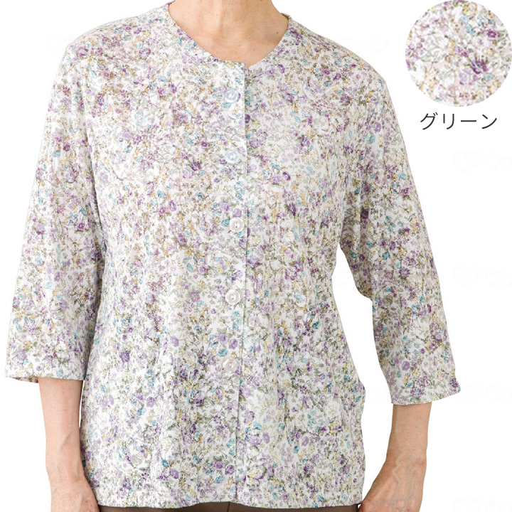 820626-01__820626-21__820626-11カット7分袖 マグネット釦 カーディガン 指先ストレッチ