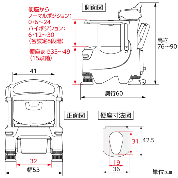 532-956__532-957ポータブルトイレFX-30 らくゾウくん