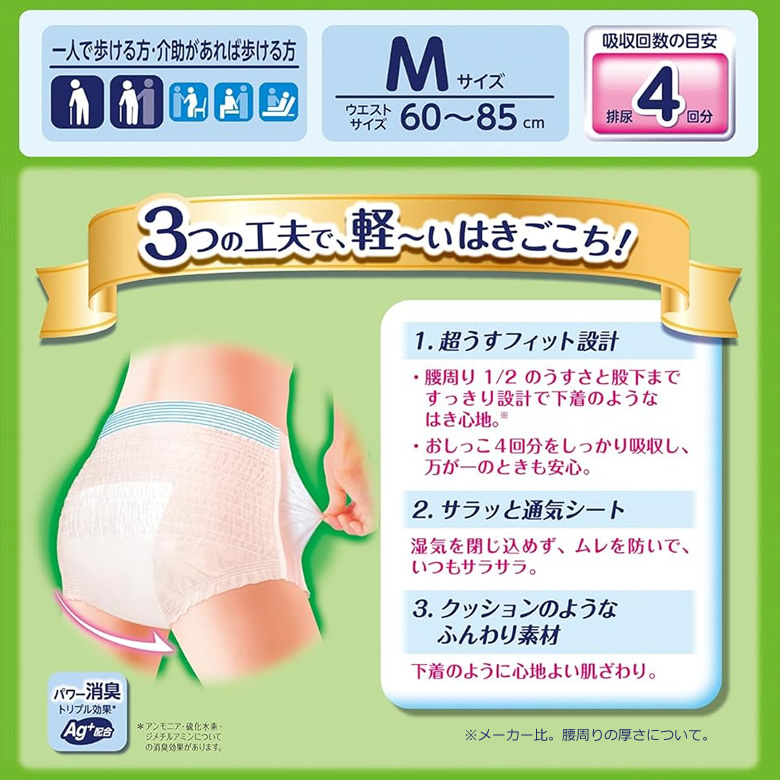 51347→55087ライフリー 超うす型下着の感覚パンツ 4回吸収 M22枚