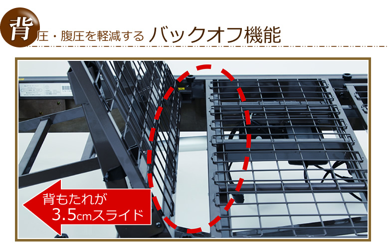 背圧・腹圧を軽減するバックオフ機能