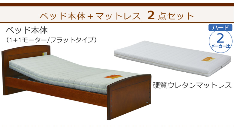 ベッドとマットレスの2点セット ベッド本体+硬質ウレタンマットレス ケアレットフォルテⅡ