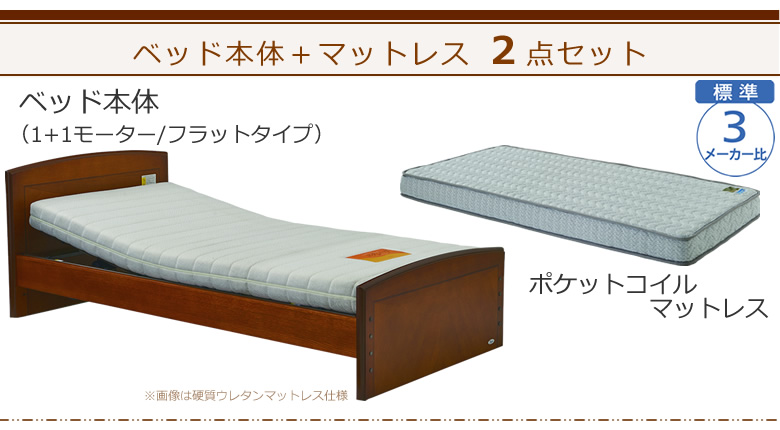 ベッドとマットレスの2点セット ベッド本体+ポケットコイルマットレス ケアレットフォルテⅡ