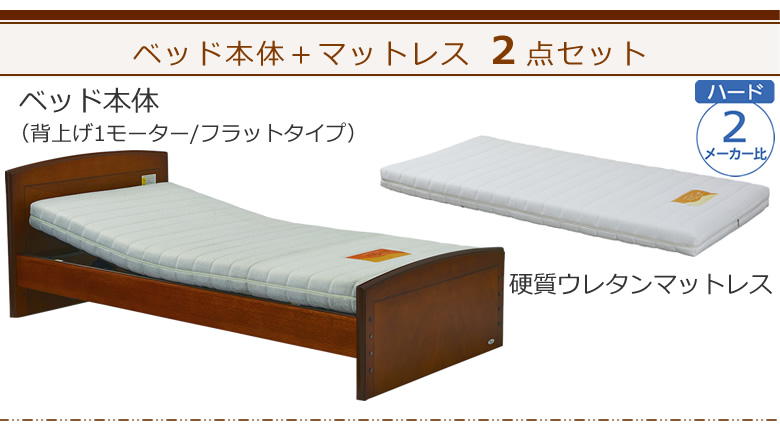 ベッドとマットレスの2点セット ベッド本体+硬質ウレタンマットレス ケアレットフォルテⅡ