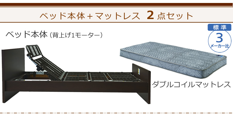 ベッドとマットレスの2点セット ベッド本体+ダブルコイルマットレス ケアレットシンプリー
