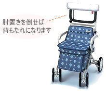 ヘルスバッグAR238、座るとき、肘置きを倒して背もたれに。