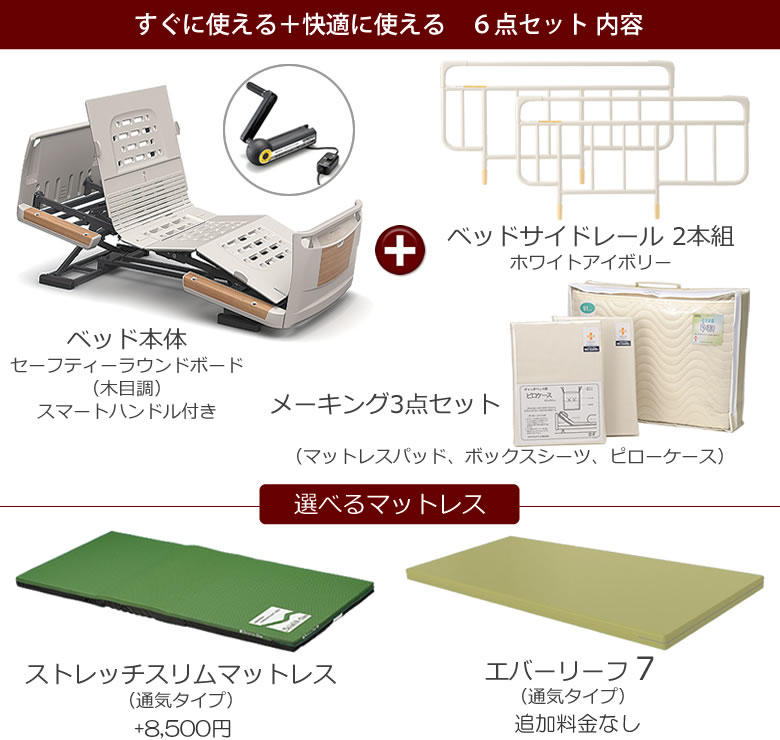 セーフティーラウンド木目調3モーション6点セット